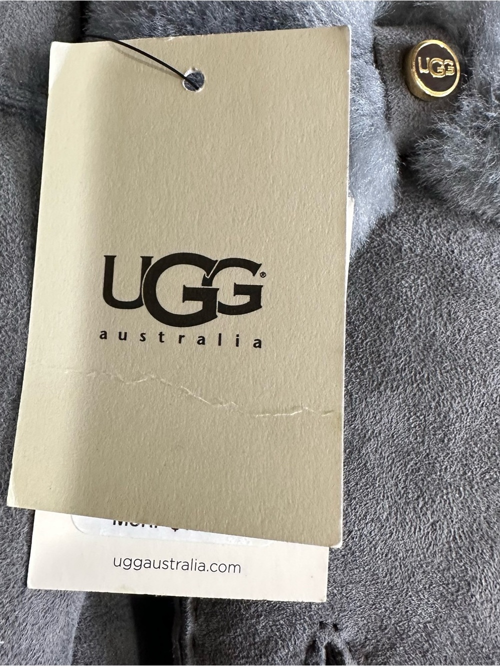 UGG Gloves Shearling Water Resistant Bow Shorty Gray Large Holiday Gift NEW - Picture 4 of 8